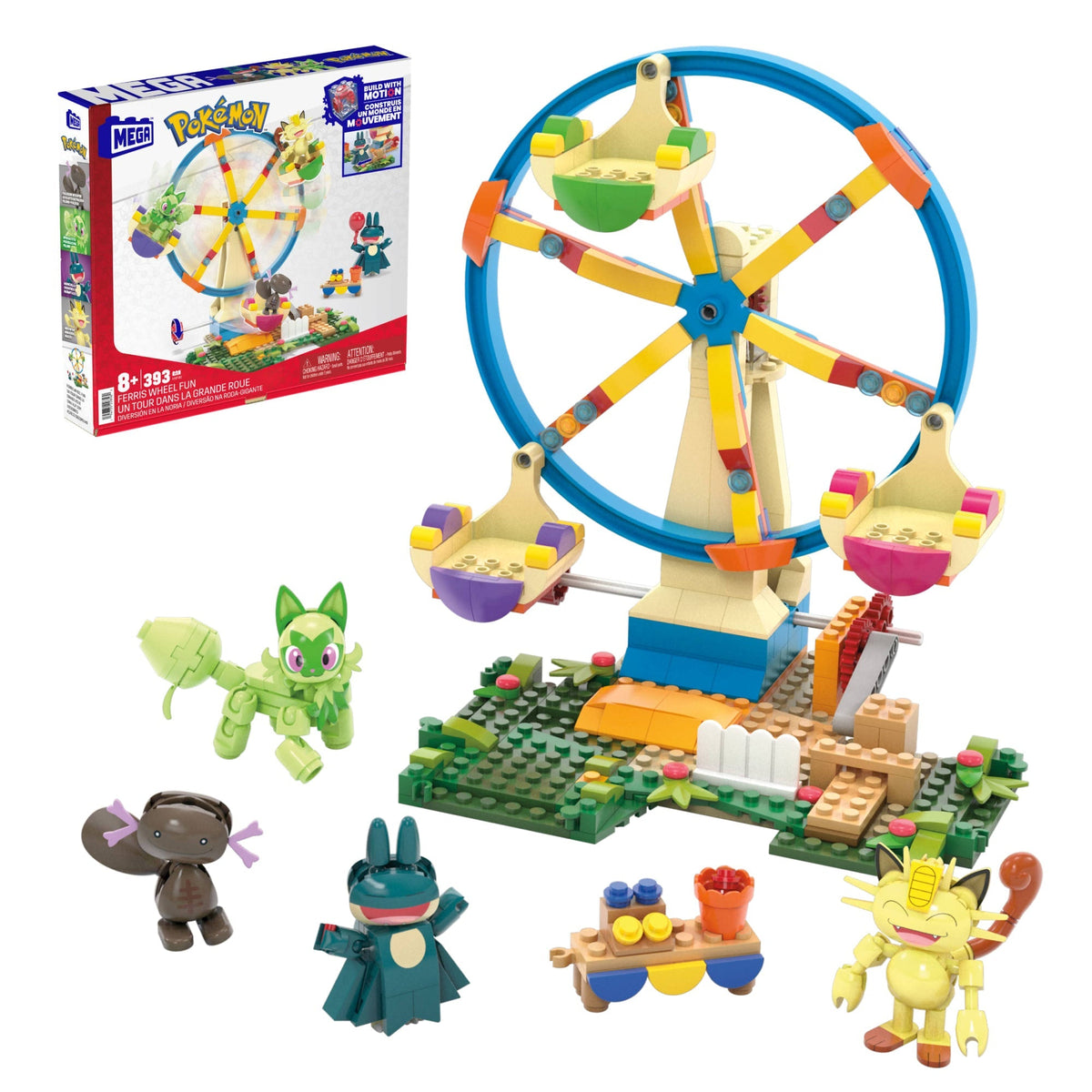 MEGA Pokémon Ferris Wheel Fun Building Toy Kit, With 4 Action Figures (393 Pieces) For Kids