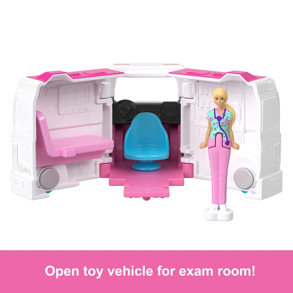Barbie Mini Barbieland Doll & Vehicle Set With 1.5-inch Doll, Color-Change Care Clinic