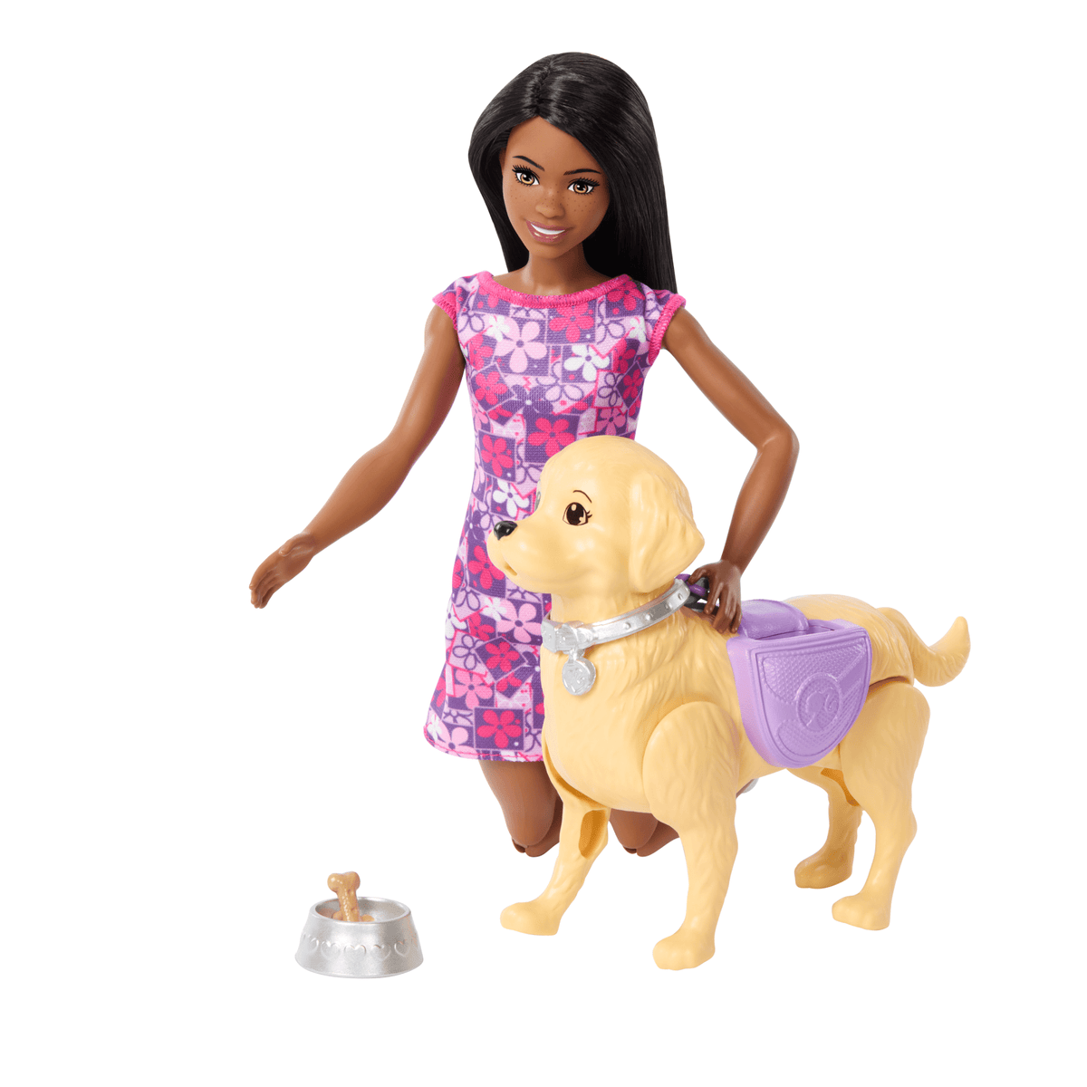 Barbie Life in The City Brooklyn Doll With Walk & Potty Dog, Toy Set With Tail-Activated Pooping Pet Puppy