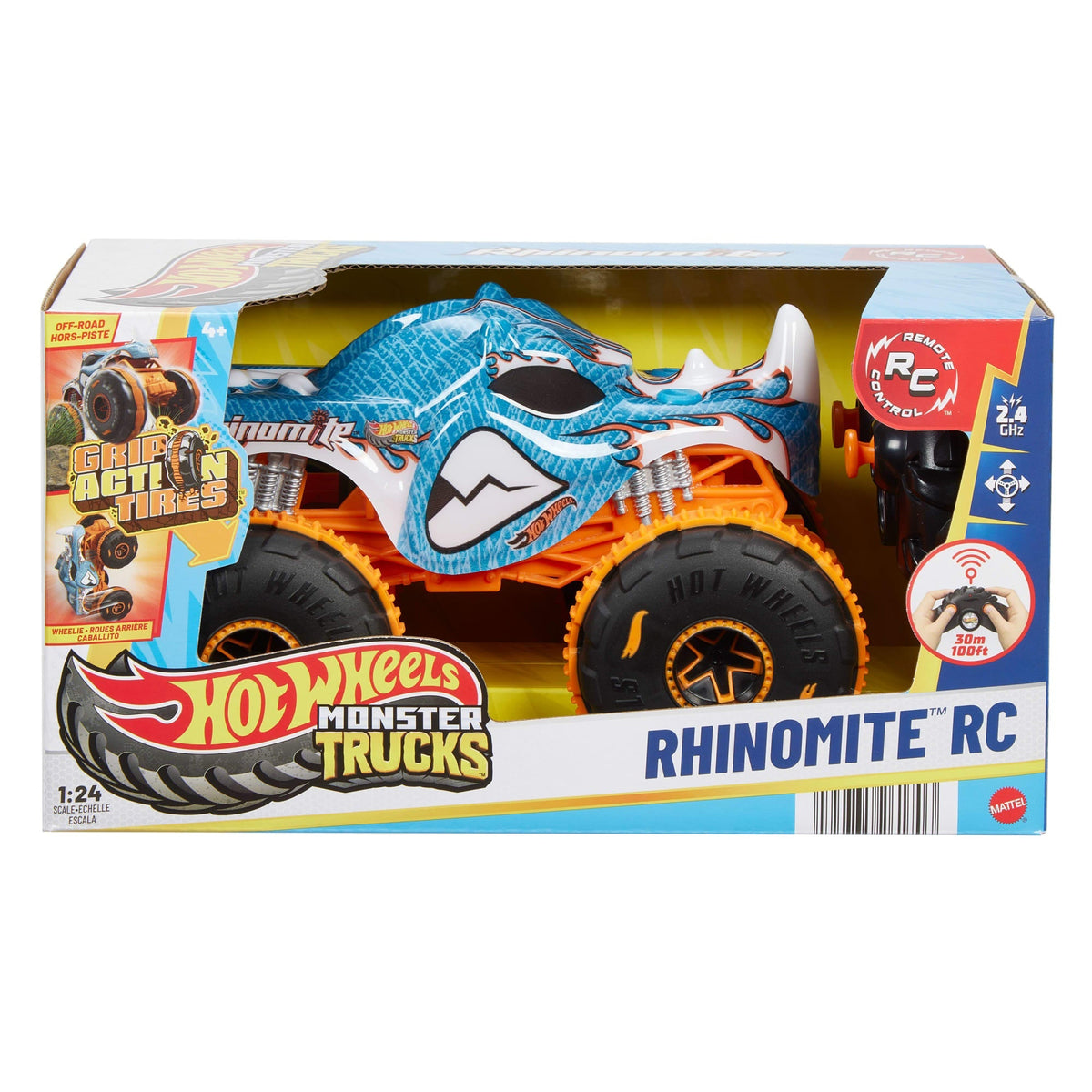 Hot Wheel  Monster Trucks  Échelle1:24  Rhinomite Rc, à Piles