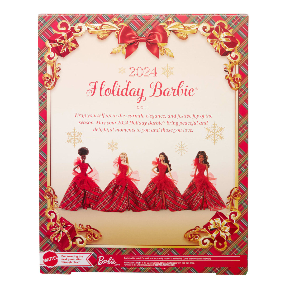 Barbie Signature 2024 Holiday Barbie Fashion Doll, Seasonal Collector Gift, Brown Hair With Plaid Gown
