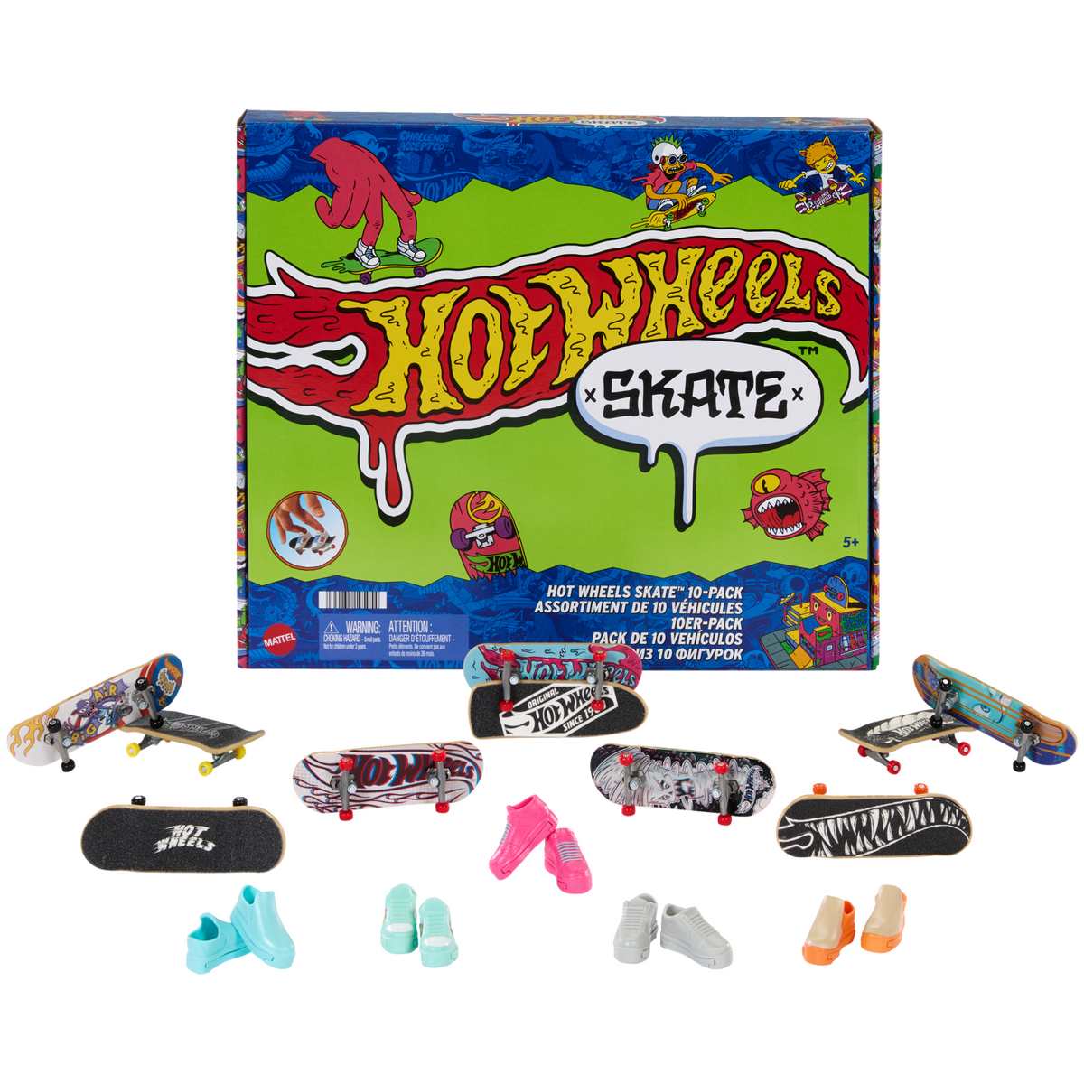 Hot Wheels Skate-Assortiment de 10Fingerboards Avec Chaussures