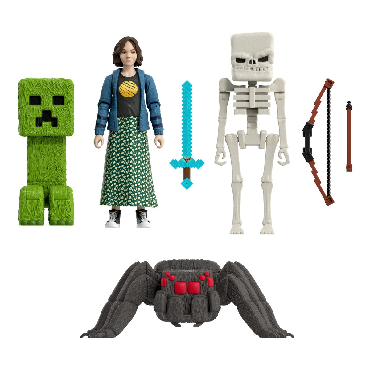 Minecraft Overworld Encounters Pack With 4 Action Figures & 3 Accessories inspired By The Movie