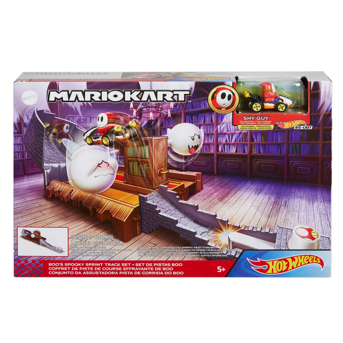 Hot Wheels Mario Kart Pista de Juguete Boo Librería Embrujada