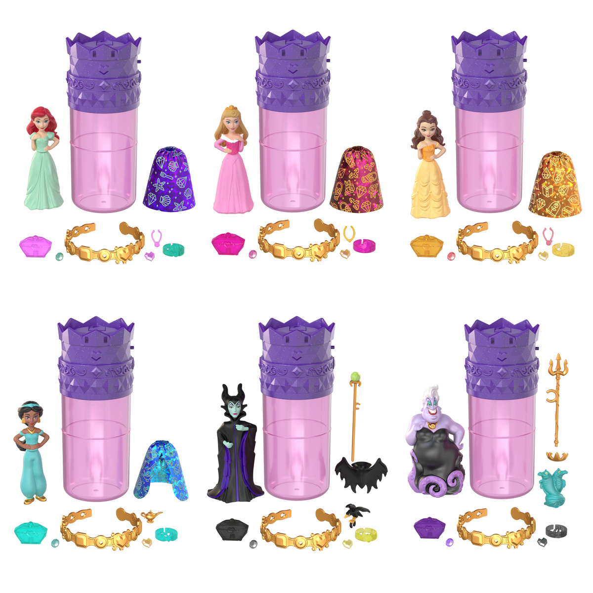 Disney Princess Royal Color Reveal Princess Or Villain Small Doll With 5 Surprises (Dolls May Vary)