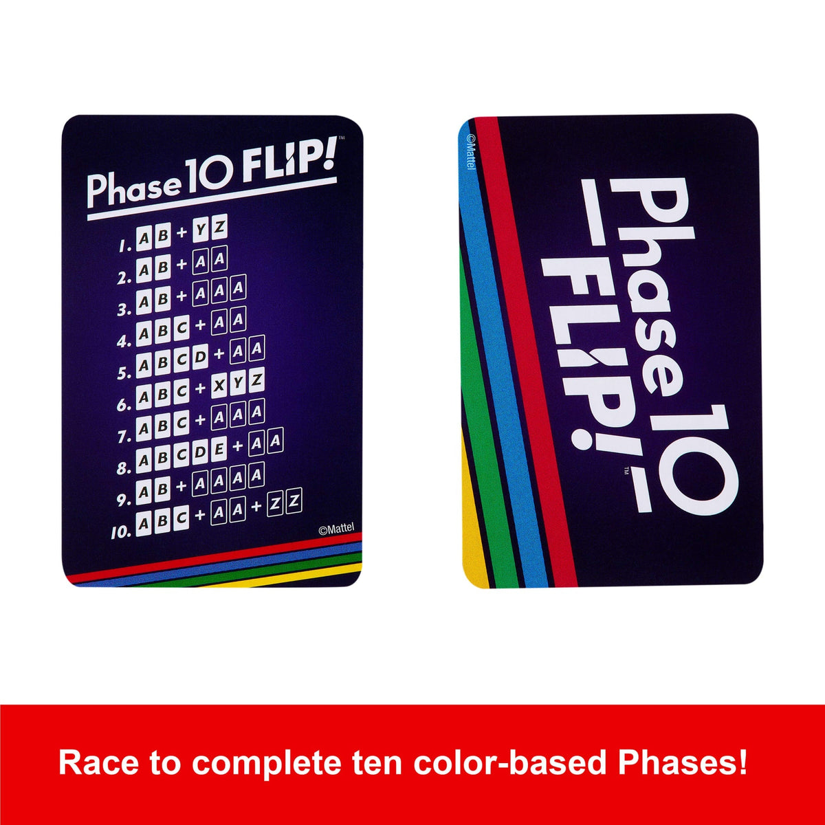 Phase 10 Flip Card Game, Classic Family Card Game With Double-Sided Cards For 2-6 Players