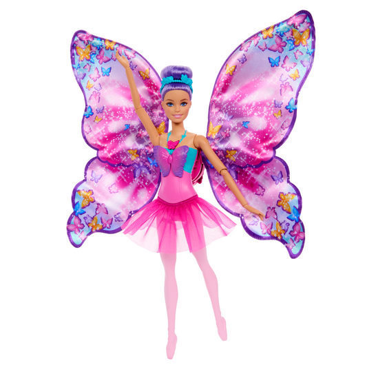 Barbie Dance And Flutter Doll With 2-in-1 Transformation From Dancer To Butterfly, Purple Hair