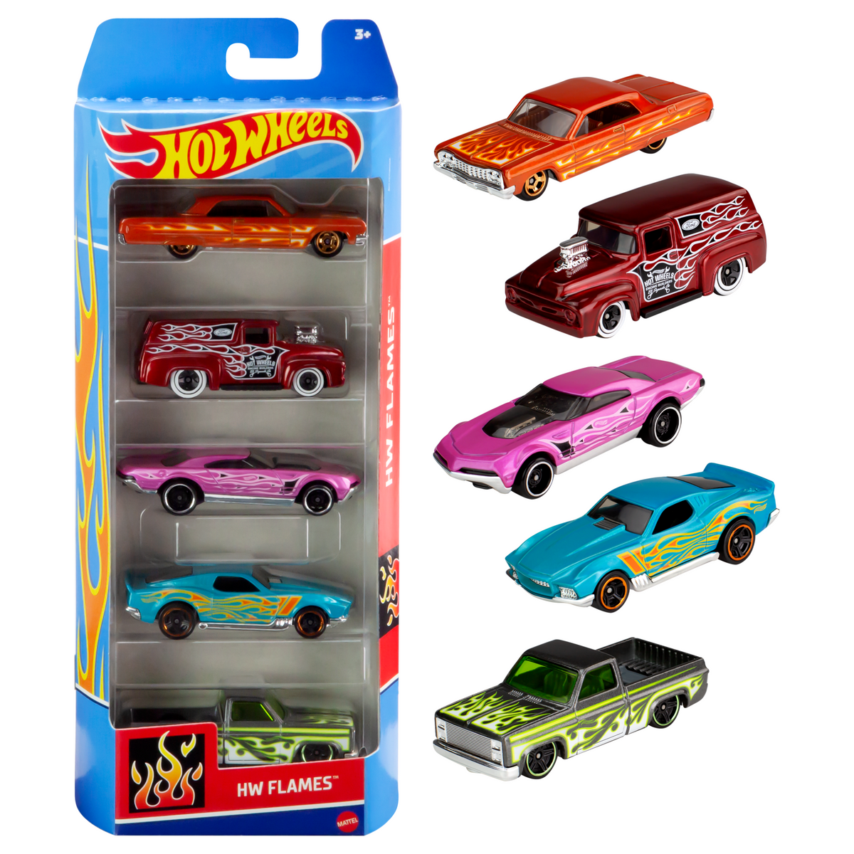 Hot Wheels Cars, 5-Pack of Die-Cast Toy Cars or Trucks in 1:64 Scale (Styles May Vary)