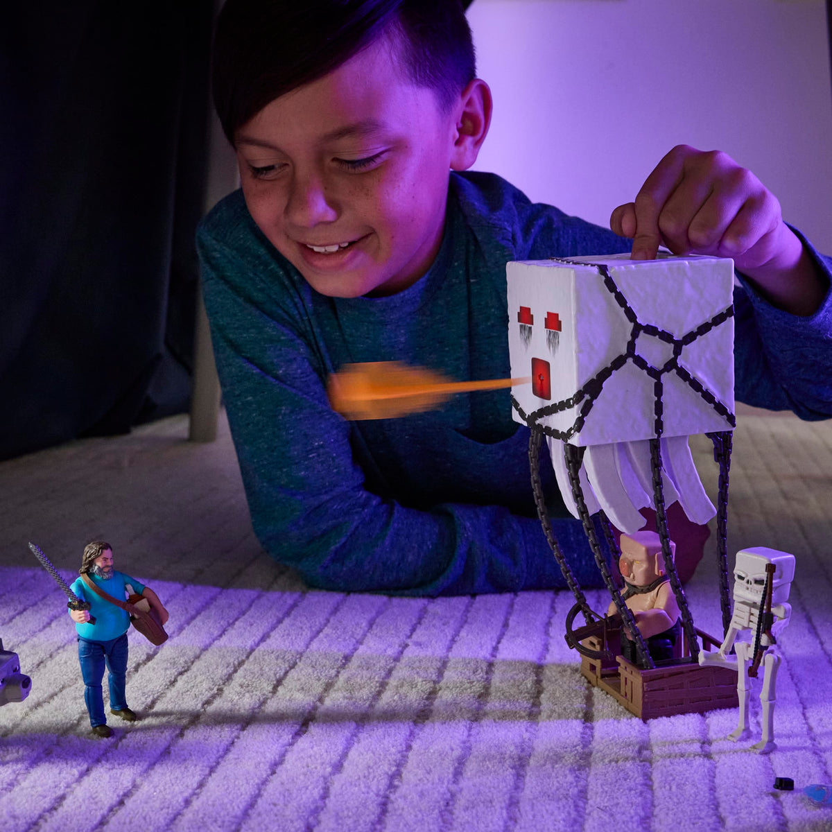 Minecraft Blast Attack Ghast Action Figure Set With Lights, Sounds & More inspired By The Movie