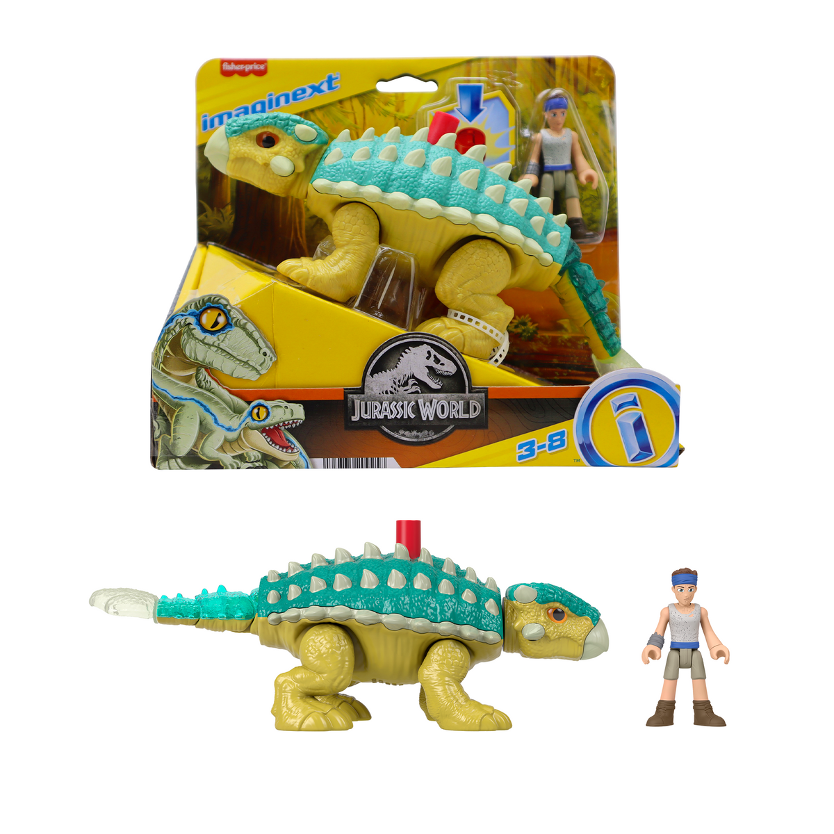 Imaginext Jurassic World Bumpy & Ben Dinosaur Toy Set For Preschool Kids, 2 Pieces