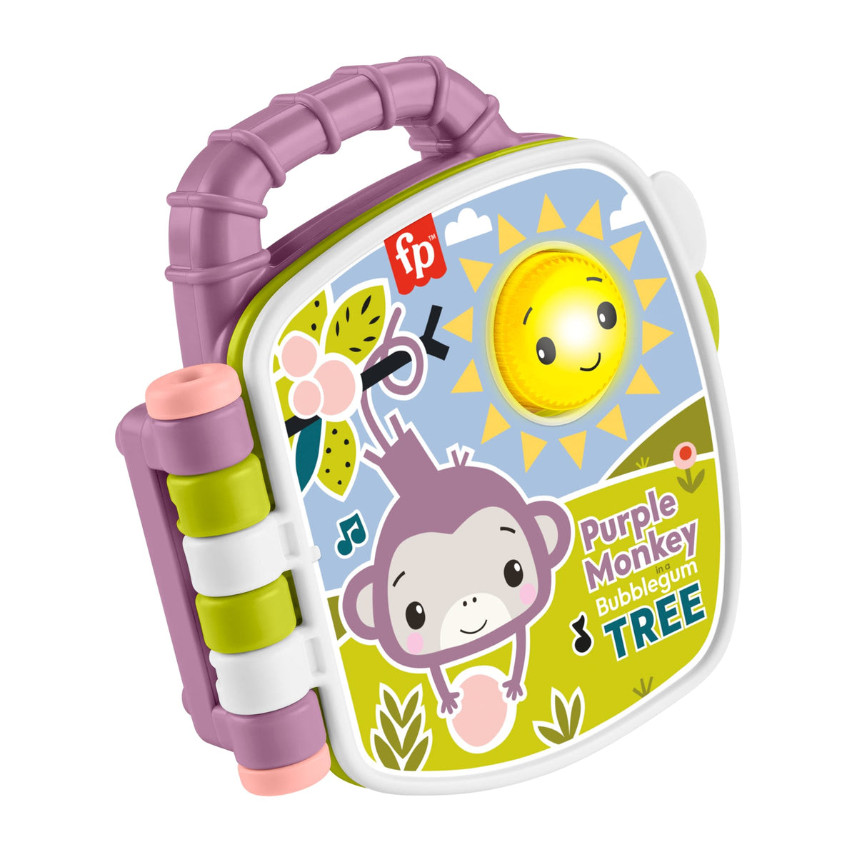Fisher-Price  Livre Interactif Singe Violet, Avec Lumières et Sons