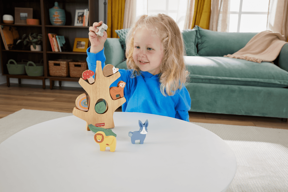 Fisher-Price Arbre D’Équilibre en Bois, Empilage, 10 Éléments