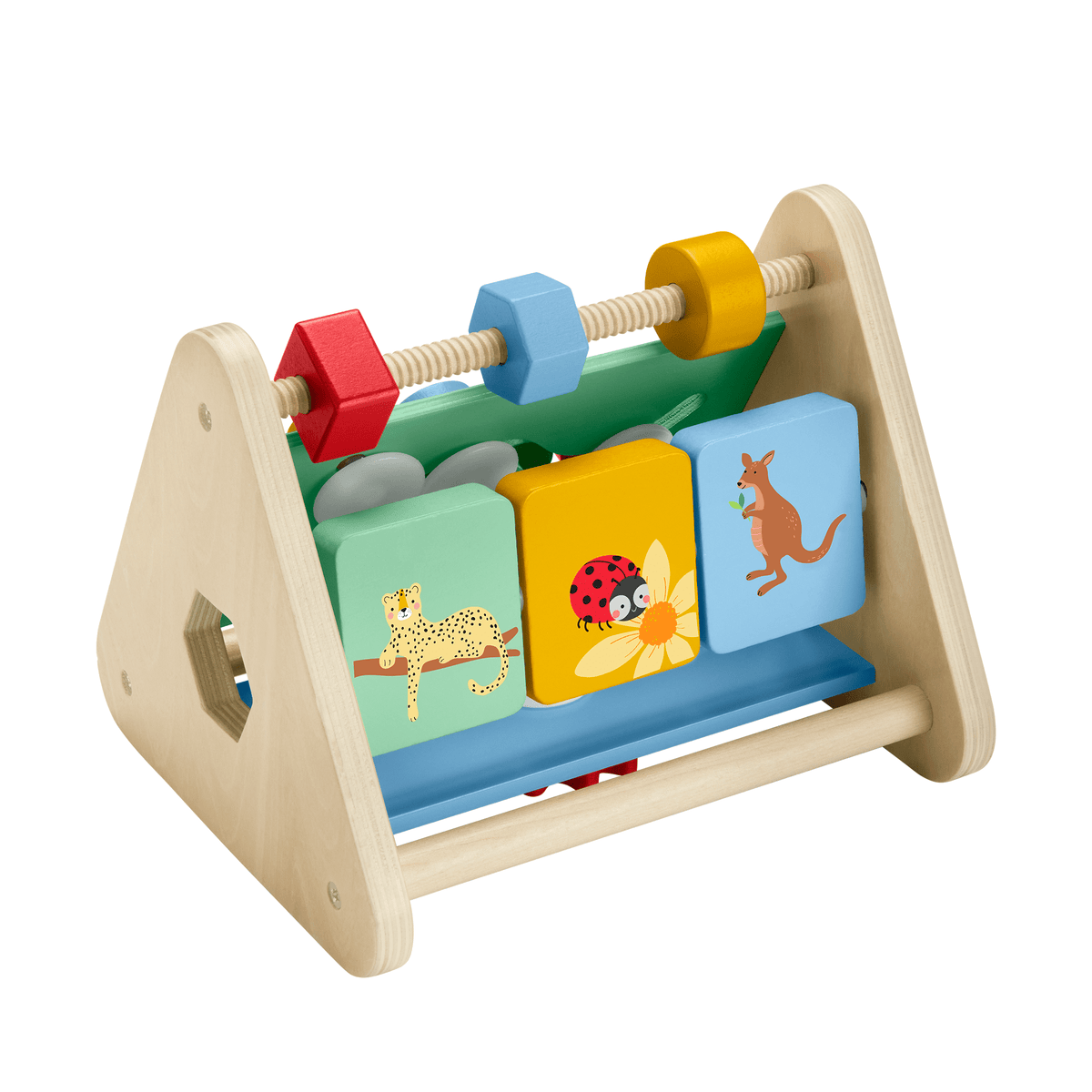 Fisher-Price Wooden Activity Triangle, 3-Sided Fine Motor Toy For Baby, 1 Wood Piece