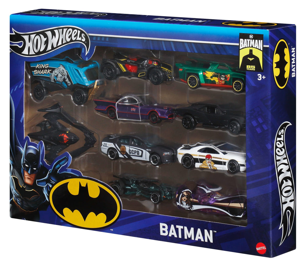 Hot Wheels 1:64 Scale Batman-Themed Toy Vehicles, Set Of 10