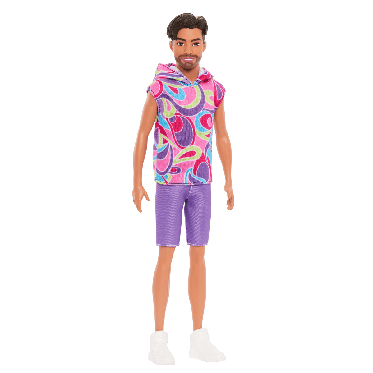 Barbie Fashionista Boneco Ken Camisa Colorida e Short Roxo