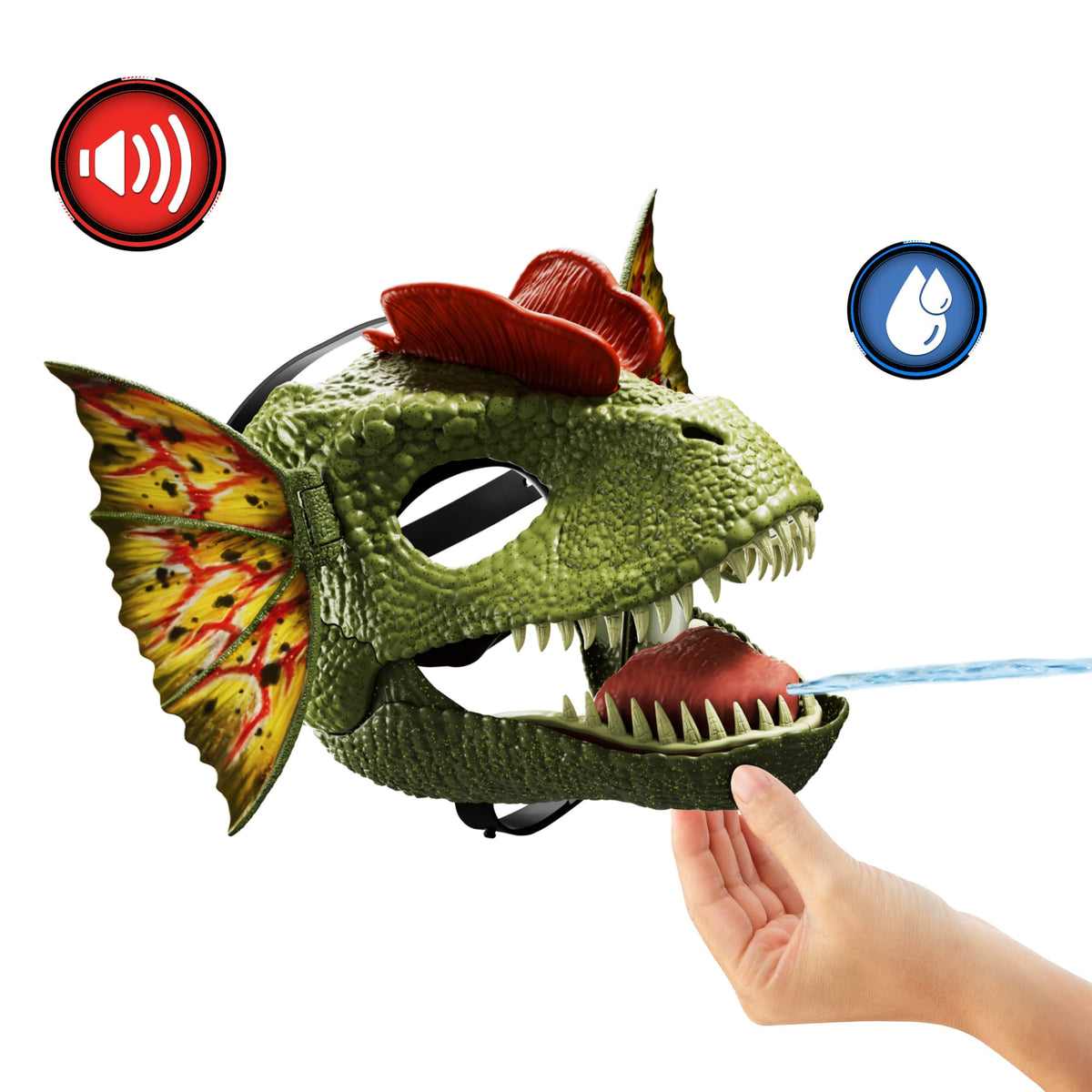 Jurassic World Dilophosaurus Role Play Mask With Sound & Water-Shooting Feature, Frill