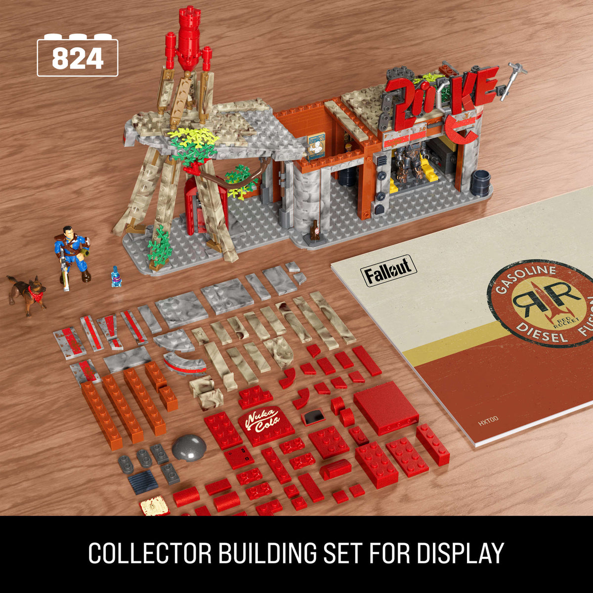 MEGA Fallout Red Rocket Building Toy Kit With 2 Action Figures (824 Pieces) For Collectors