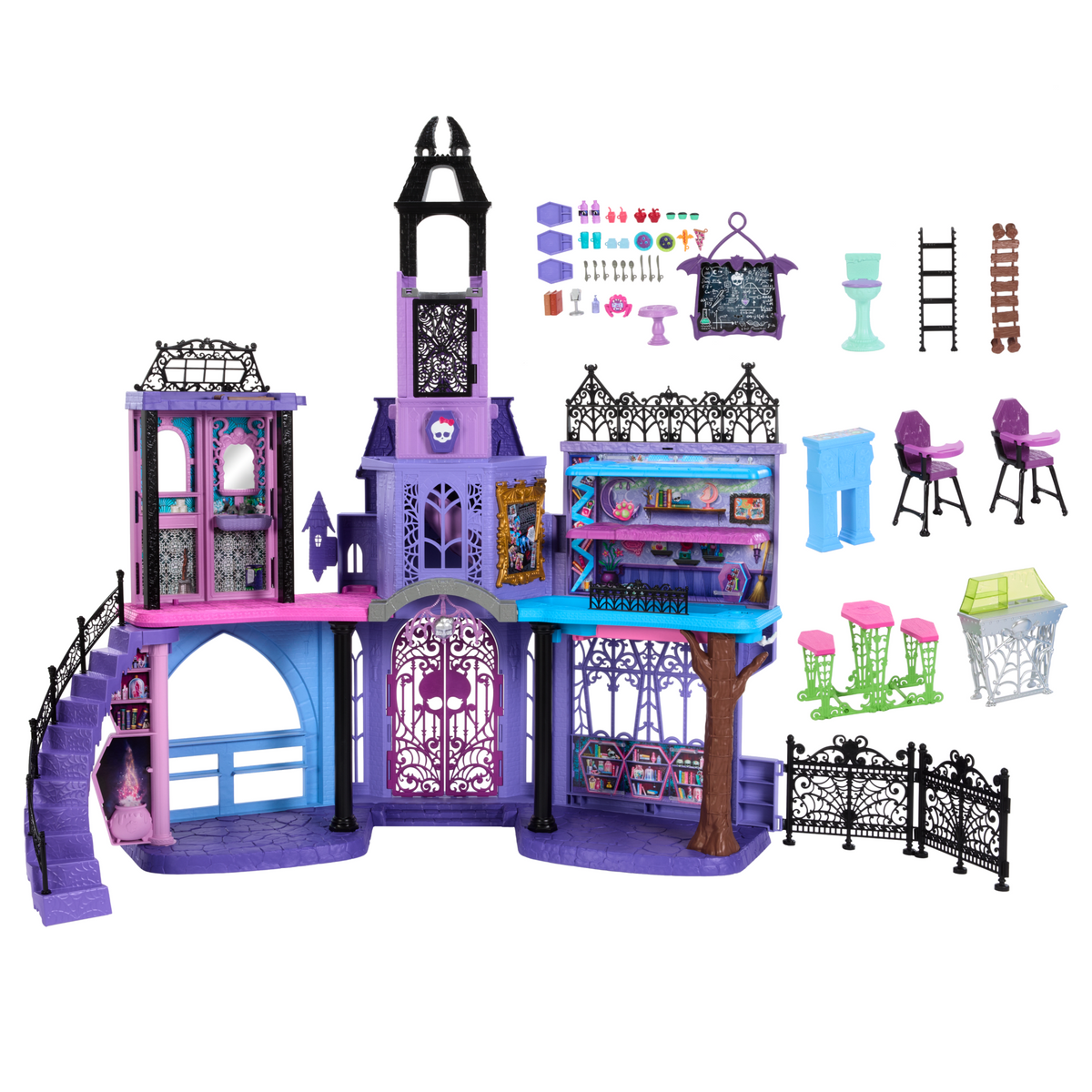 Monster High Haunted High School Doll House With 35+ Pieces Of Furniture And Accessories