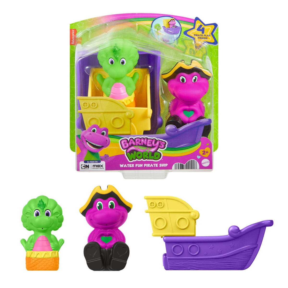 Fisher-Price Barney's World Water Fun Pirate Ship, 4-Piece Set For Water Play