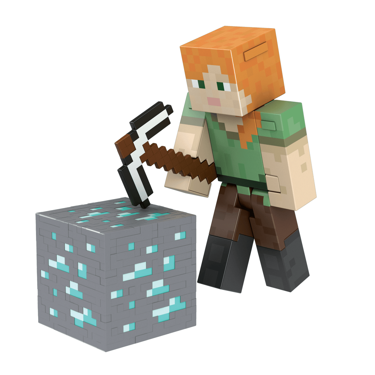Minecraft Diamond Level Alex Action Figure, Die-Cast Accessories, 5.5-in Collector Scale