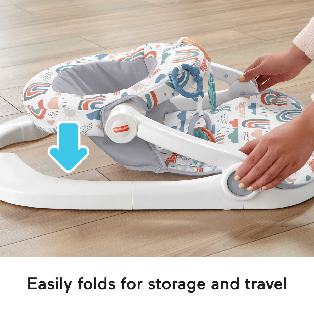 Fisher-Price Sit-Me-Up Floor Seat Portable Baby Chair With Toys, Rainbow Showers