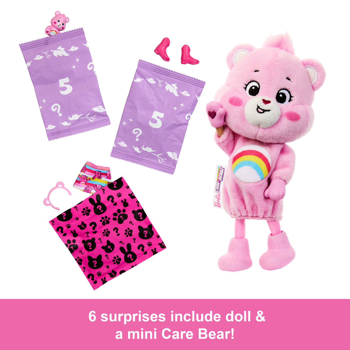Barbie Cutie Reveal Care Bears Series Chelsea Small Doll & Accessories, 6 Surprises