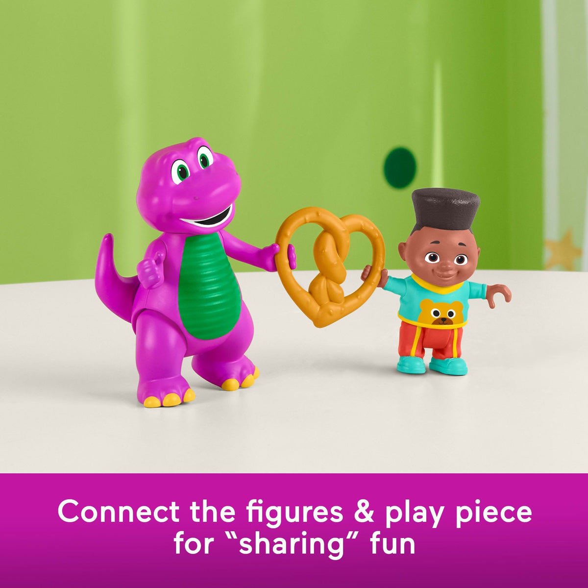 Fisher-Price Barney's World Barney's Friend David & Barney Figure Set For Kids, 3 Toys