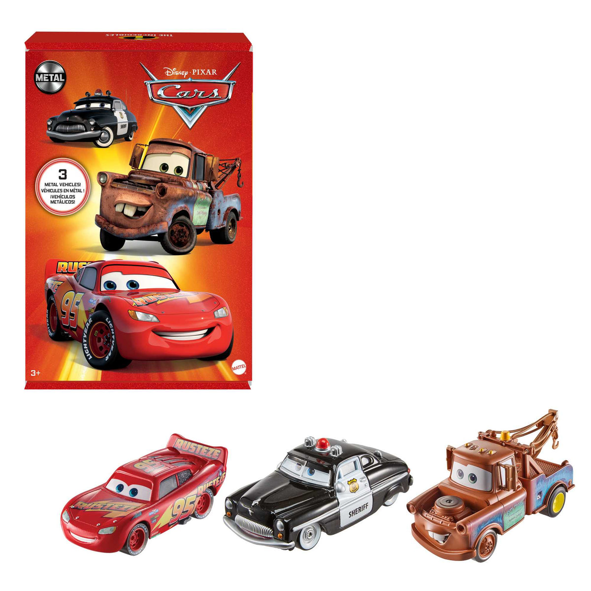 Cars de Disney y Pixar Diecast Vehículo de Juguete Paquete de 3 Personajes