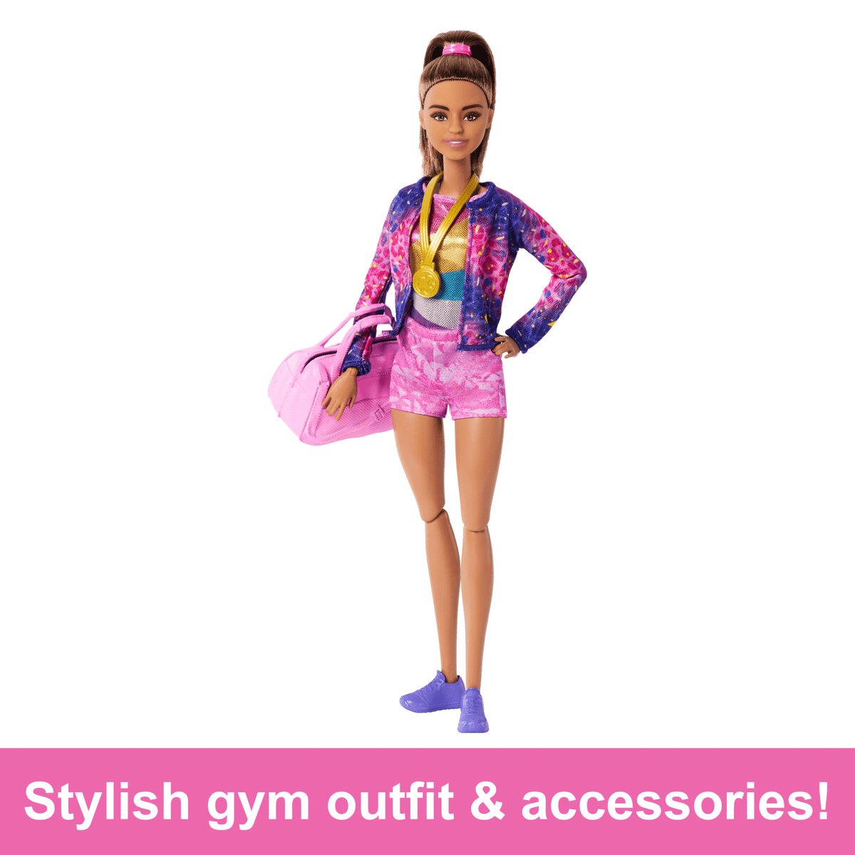 Barbie Gymnastics Playset With Brunette Fashion Doll, Balance Beam, 10+ Accessories & Flip Feature