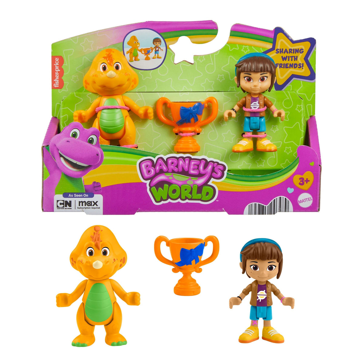 Fisher-Price Barney's World Barney's Friend Mel & Billy Dino Figure Set For Kids, 3 Toys