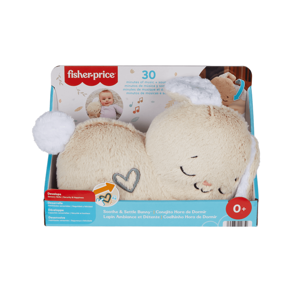 Fisher-Price Soothe & Settle Bunny Plush Baby Toy & Customizable Sound Machine With Motion