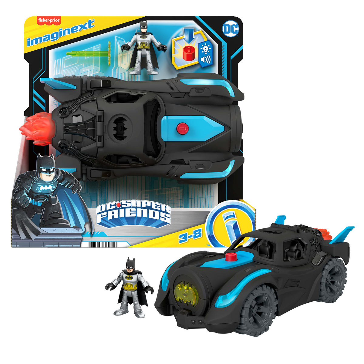 Imaginext DC Super Friends Figura de Ação Batmóvel Bat-Tech Deluxe