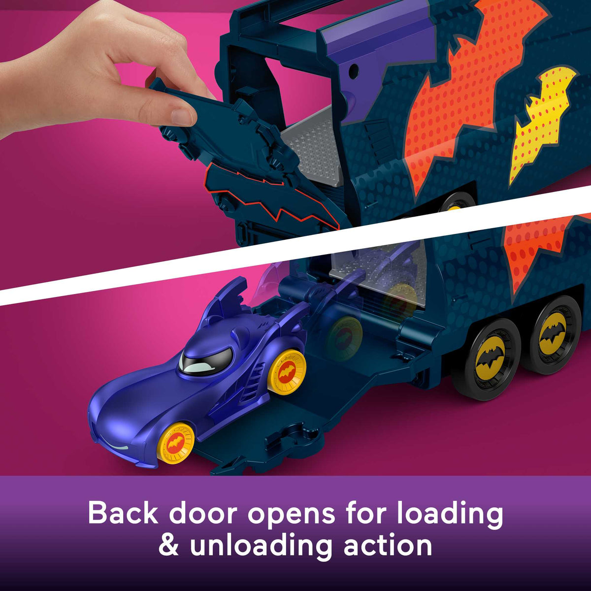 Fisher-Price DC Batwheels Bat-Big Rig Toy Hauler & Car With Ramp & Vehicle Storage