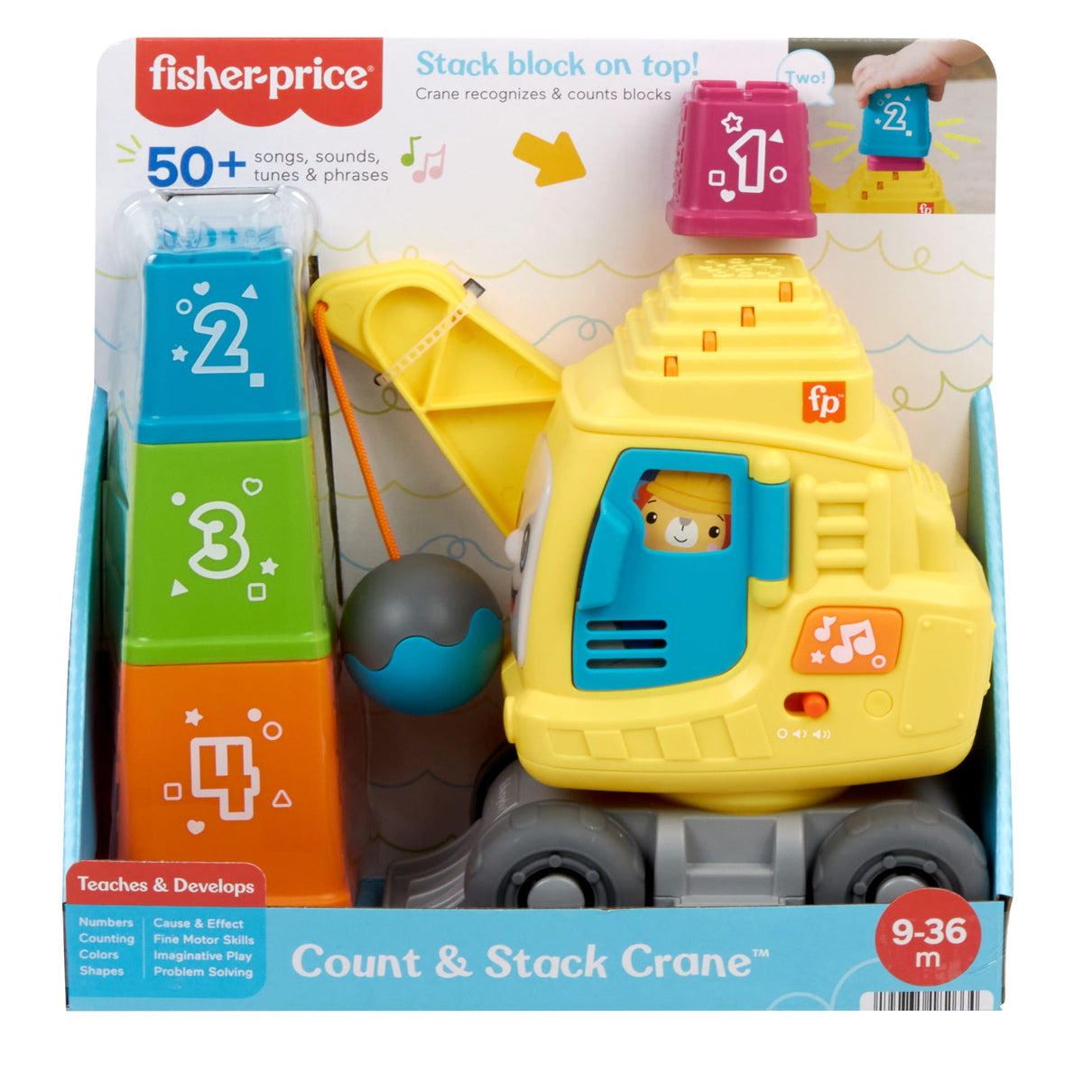 Fisher-Price Count & Stack Crane With Blocks, Lights & Sounds, Multi-Language Version