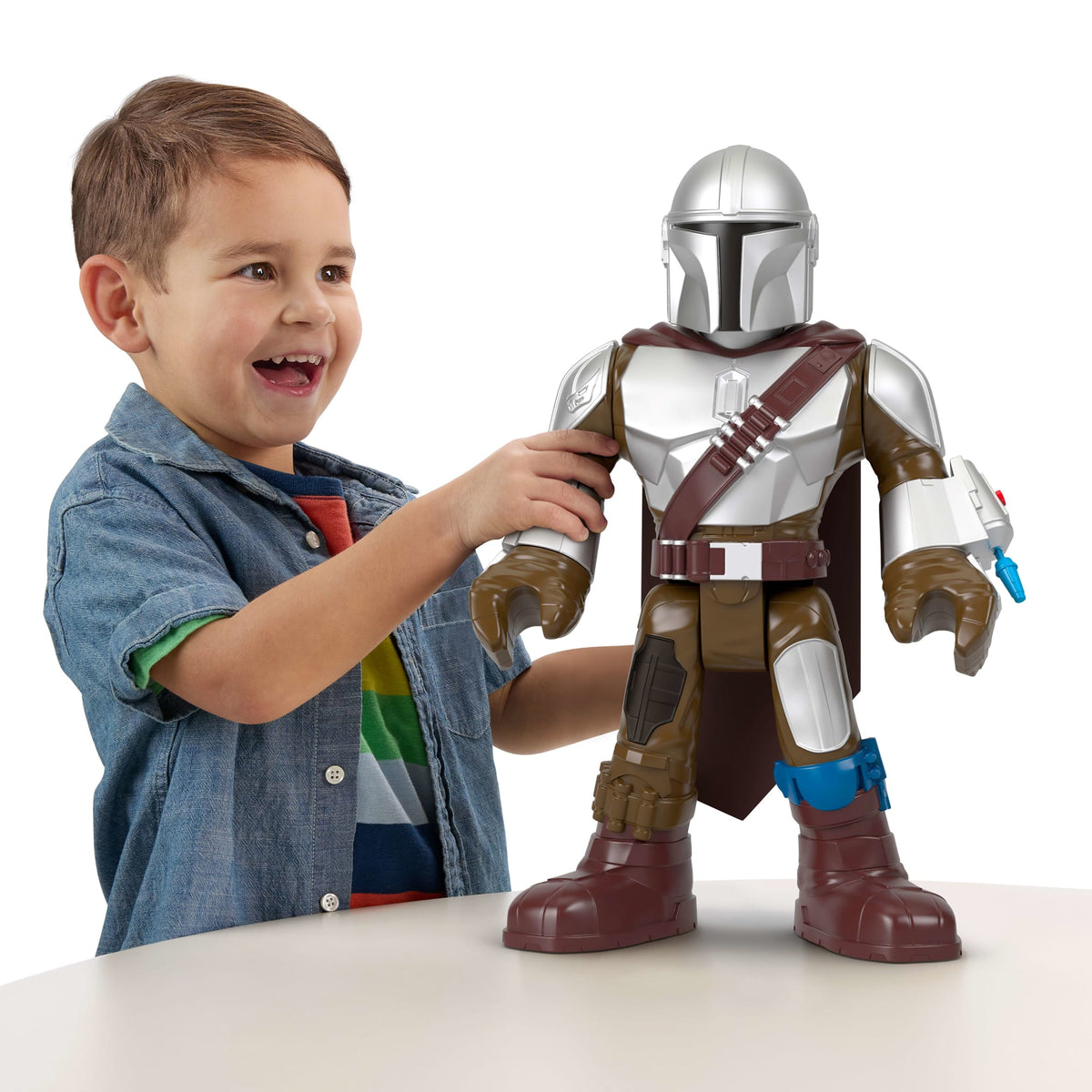 Imaginext Star Wars The Mandalorian Xxl Figure, 16+ Inch Tall Poseable Toy With Launcher