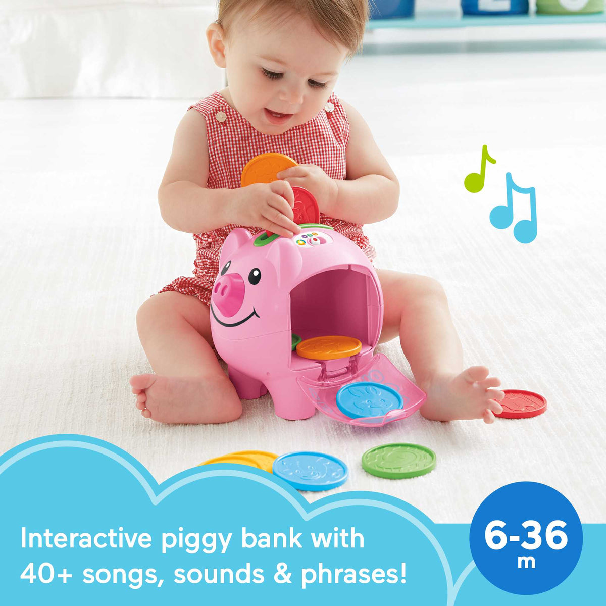 Fisher-Price Laugh & Learn Smart Stages Piggy Bank Baby & Toddler Learning Toy