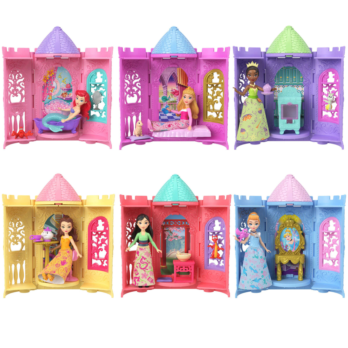Princesses Disney  Tourelle Surprise  Petite Poupée, 5 Surprises