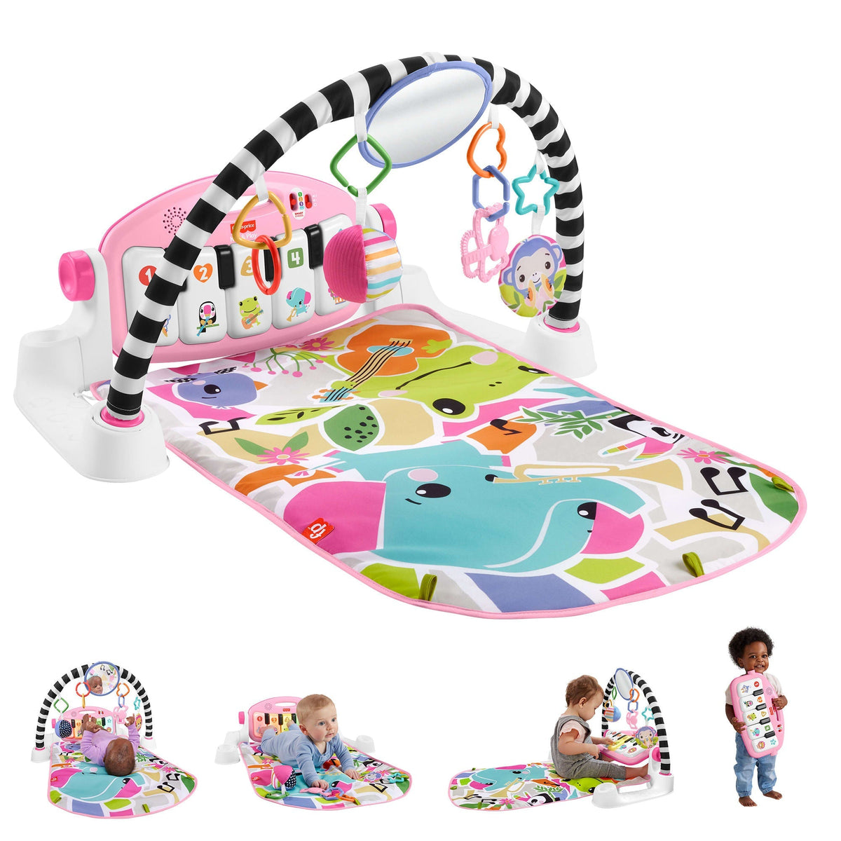 Fisher-Price Baby Gimnasio para Bebés Piano Pataditas Musicales Brilla y Crece Rosa