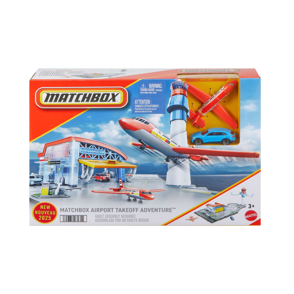 Matchbox Airport Takeoff Adventure Playset With 1 Die-Cast Toy Audi Car & 1 Plastic Plane