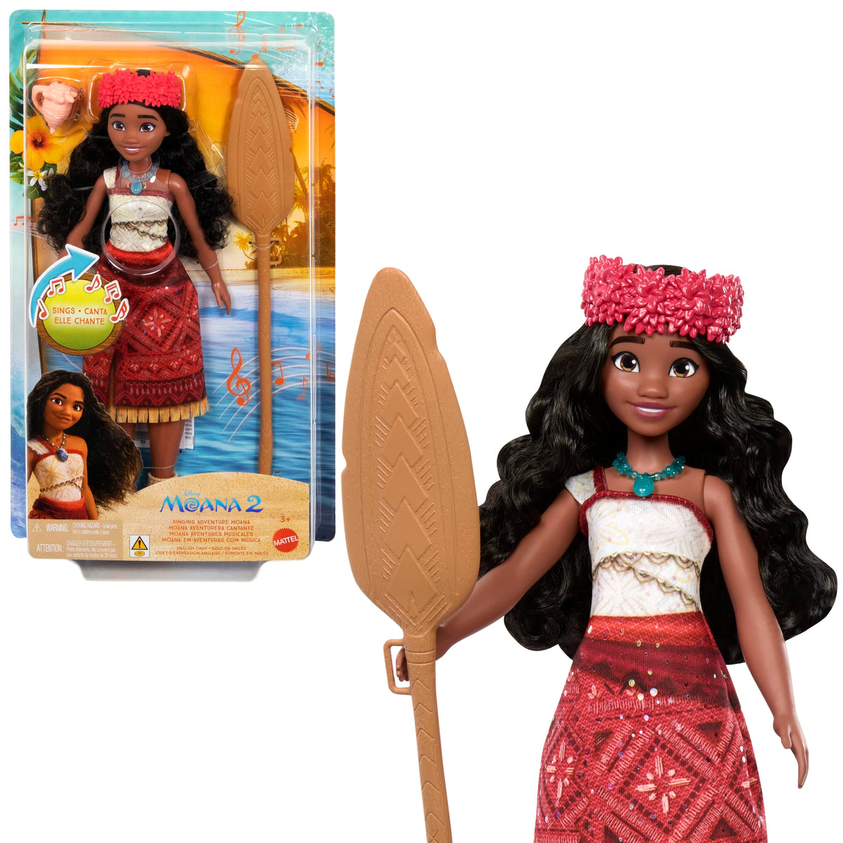 Disney Moana 2 Singing Adventure Moana Doll & Accessories, Sings “We’re Back” in English